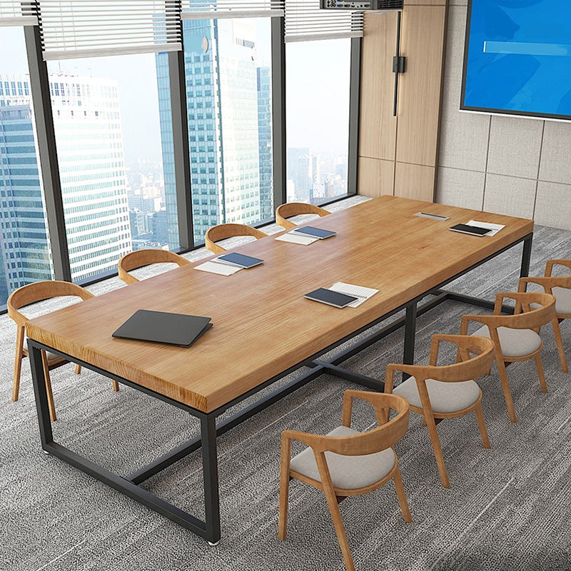 Kabelbeheer industrieel rechthoekig schrijfbureau natuurlijke kantoorbureau met metalen benen