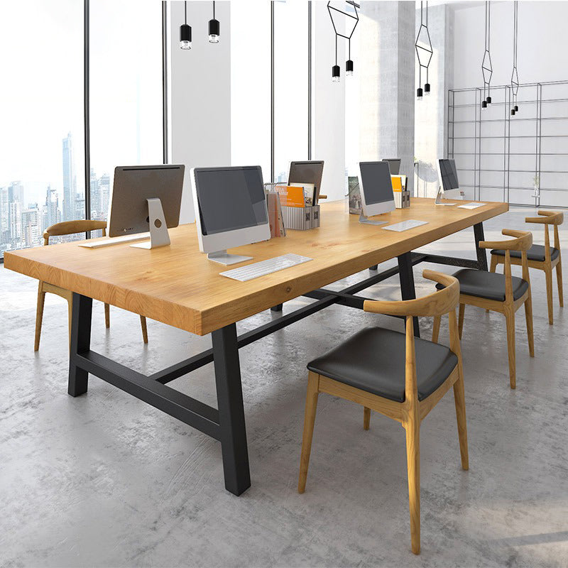 Rectangular Solid Wood Writing Desk Industrial Meeting Desk for Office Clearhalo 'furn' 'furn_office_desk' 'Furniture' 'Office Desks' 'Office Furniture' 'office_desk' 6057986