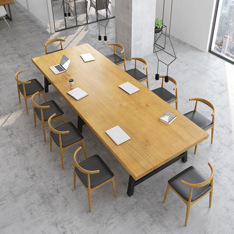 Rectangular Solid Wood Writing Desk Industrial Meeting Desk for Office Clearhalo 'furn' 'furn_office_desk' 'Furniture' 'Office Desks' 'Office Furniture' 'office_desk' 6057987