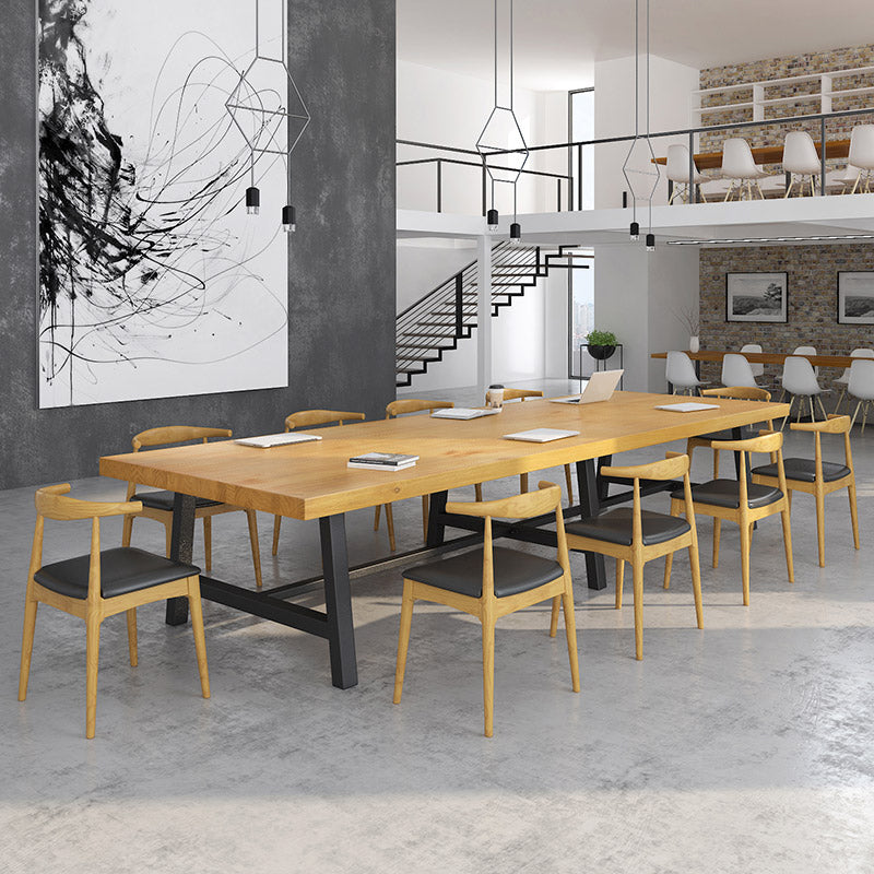 Rectangular Solid Wood Writing Desk Industrial Meeting Desk for Office Clearhalo 'furn' 'furn_office_desk' 'Furniture' 'Office Desks' 'Office Furniture' 'office_desk' 6057989