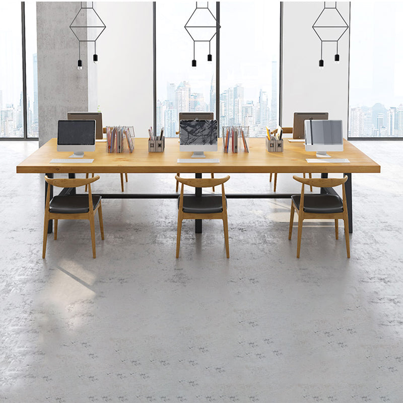 Rectangular Solid Wood Writing Desk Industrial Meeting Desk for Office Clearhalo 'furn' 'furn_office_desk' 'Furniture' 'Office Desks' 'Office Furniture' 'office_desk' 6057996