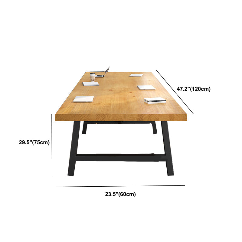 Rectangular Solid Wood Writing Desk Industrial Meeting Desk for Office Clearhalo 'furn' 'furn_office_desk' 'Furniture' 'Office Desks' 'Office Furniture' 'office_desk' 6057997