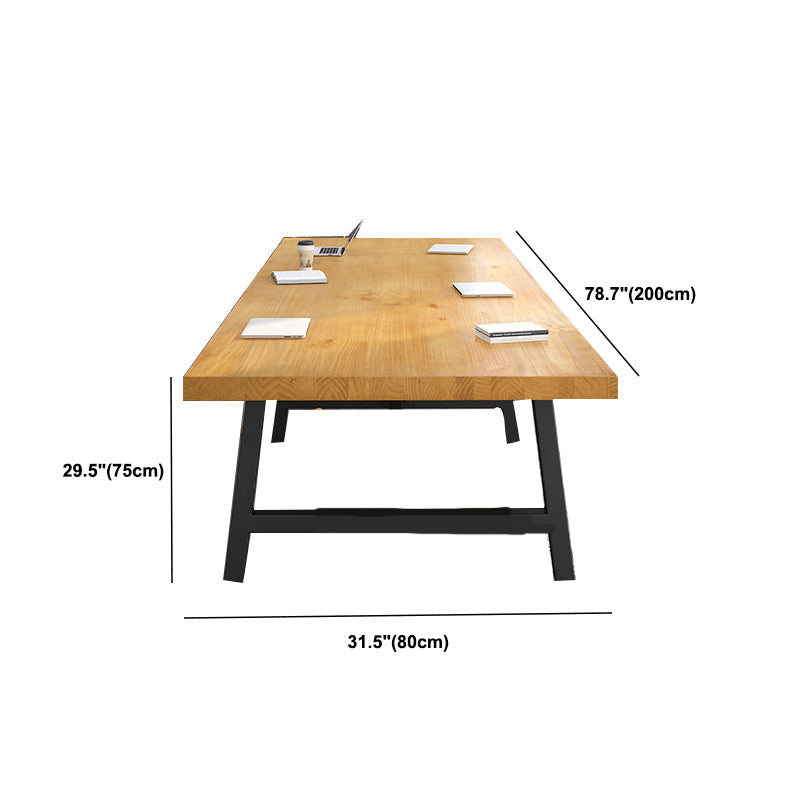 Rectangular Solid Wood Writing Desk Industrial Meeting Desk for Office Clearhalo 'furn' 'furn_office_desk' 'Furniture' 'Office Desks' 'Office Furniture' 'office_desk' 6058000