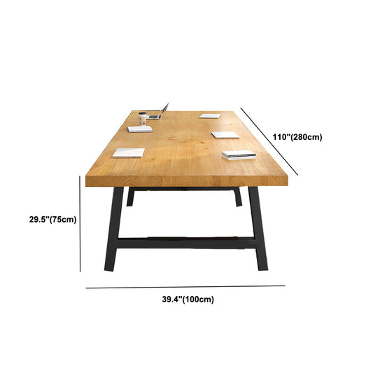 Rectangular Solid Wood Writing Desk Industrial Meeting Desk for Office Clearhalo 'furn' 'furn_office_desk' 'Furniture' 'Office Desks' 'Office Furniture' 'office_desk' 6058002