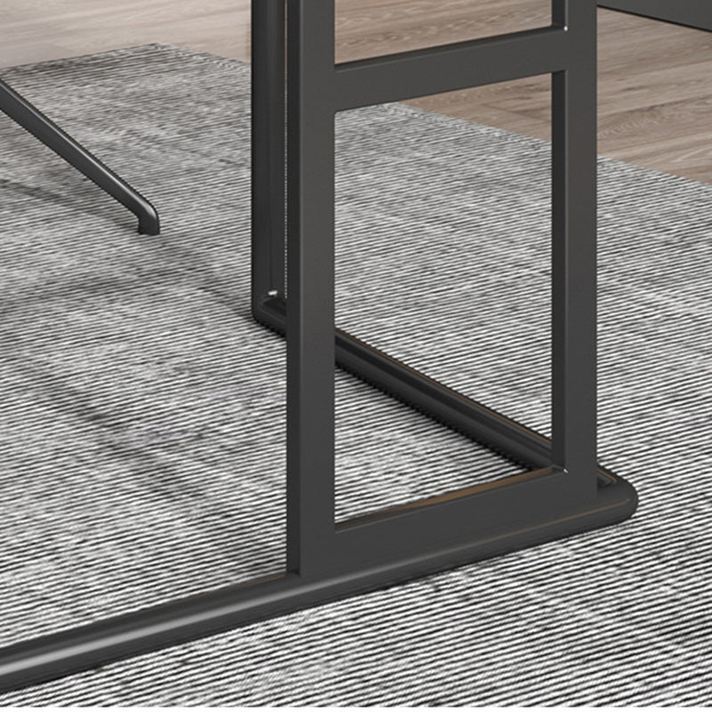 Escritorio de escritura gris rectangular escritorio de metal y piedra con 2 cajones