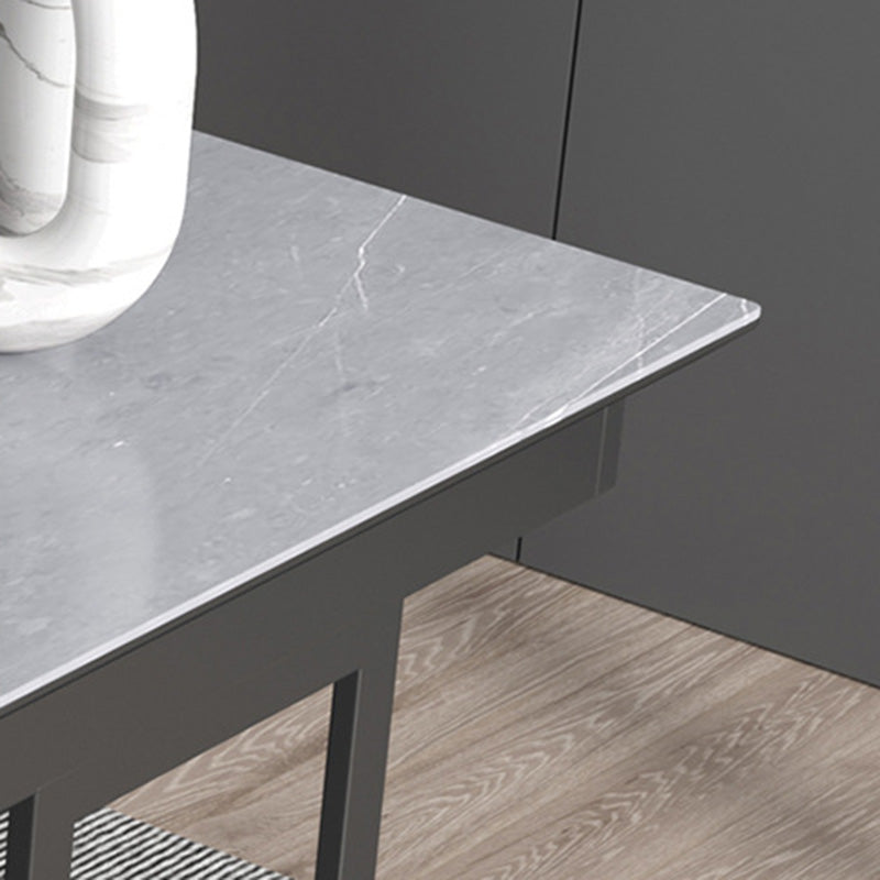 Escritorio de escritura gris rectangular escritorio de metal y piedra con 2 cajones