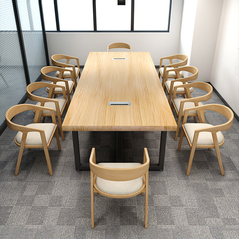 Vast hout rechthoekige vergaderbalie industrieel schrijfbureau voor kantoor