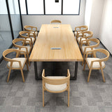 Vast hout rechthoekige vergaderbalie industrieel schrijfbureau voor kantoor