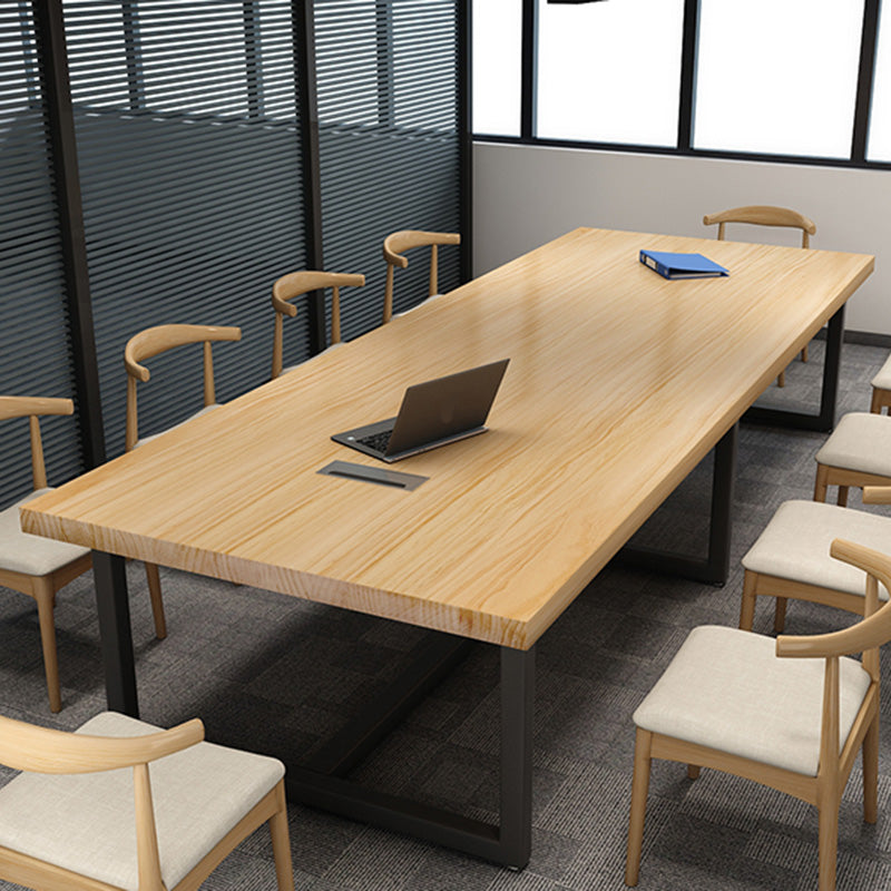 Vast hout rechthoekige vergaderbalie industrieel schrijfbureau voor kantoor