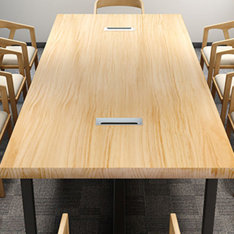 Vast hout rechthoekige vergaderbalie industrieel schrijfbureau voor kantoor