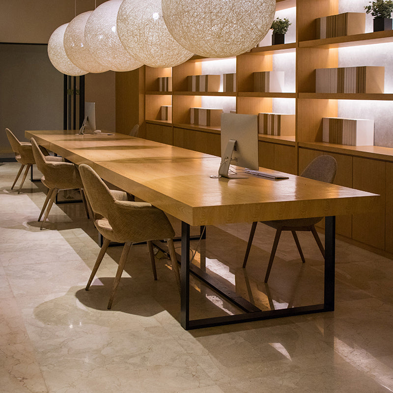 Massief hout rechthoekig schrijfbureau industriële vergaderbalie voor kantoor