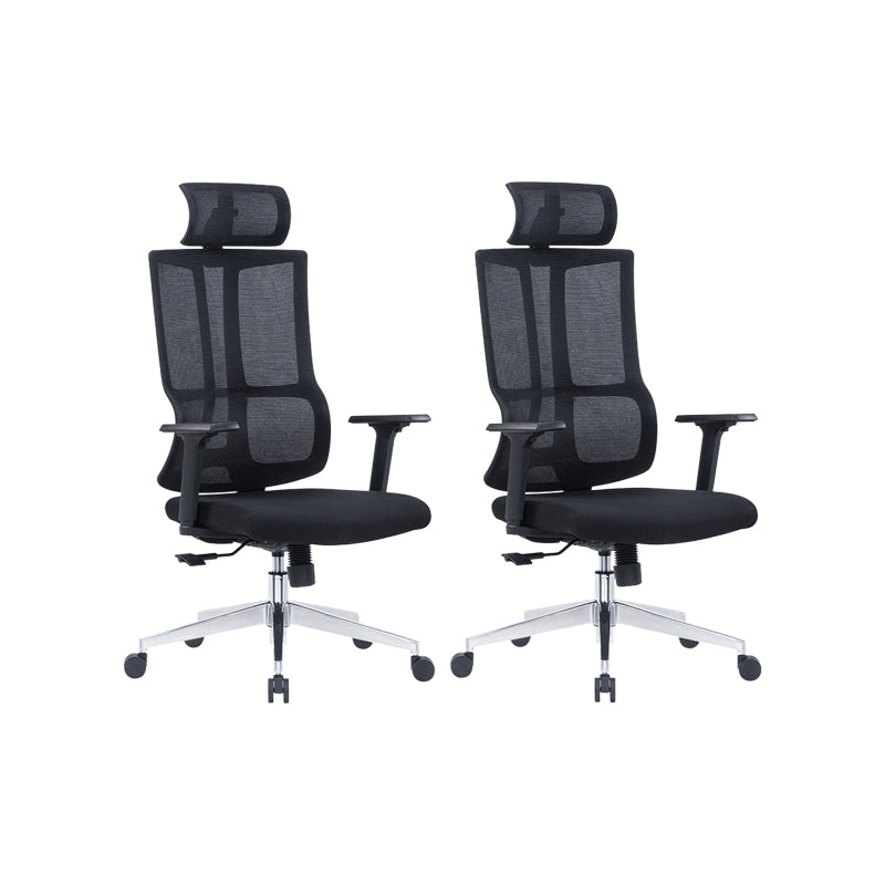 Contemporary Chair Adjustable Seat Height Ergonomic Pillow Included Office Chair 2 Piece Set Metal Clearhalo 'furn' 'furn_office_chair' 'Furniture' 'Office Chairs' 'Office Furniture' 'office_chair' 6058215