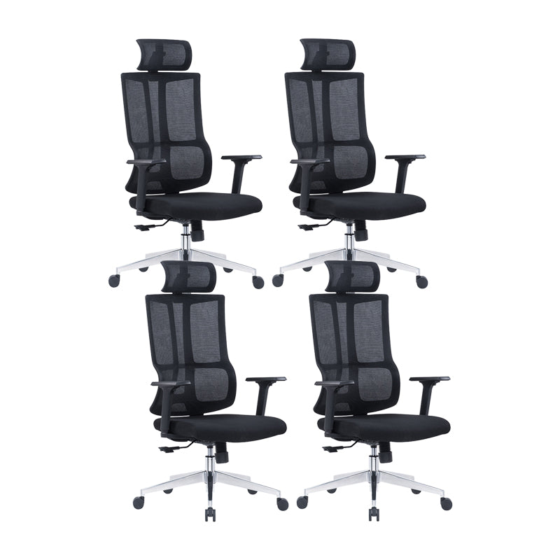 Contemporary Chair Adjustable Seat Height Ergonomic Pillow Included Office Chair 4 Piece Set Metal Clearhalo 'furn' 'furn_office_chair' 'Furniture' 'Office Chairs' 'Office Furniture' 'office_chair' 6058217