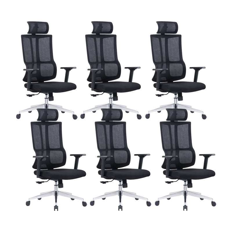 Contemporary Chair Adjustable Seat Height Ergonomic Pillow Included Office Chair 6 Piece Set Metal Clearhalo 'furn' 'furn_office_chair' 'Furniture' 'Office Chairs' 'Office Furniture' 'office_chair' 6058219