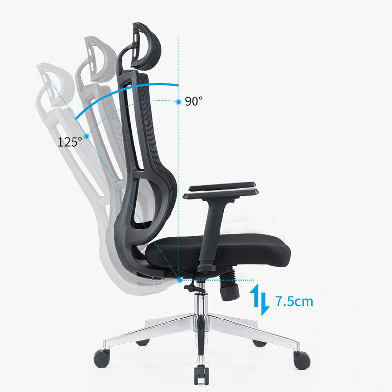 Contemporary Chair Adjustable Seat Height Ergonomic Pillow Included Office Chair Clearhalo 'furn' 'furn_office_chair' 'Furniture' 'Office Chairs' 'Office Furniture' 'office_chair' 6058225