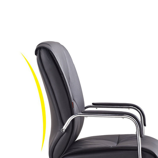 Silla de mesa de oficina de cuero acolchada con brazos tapizados