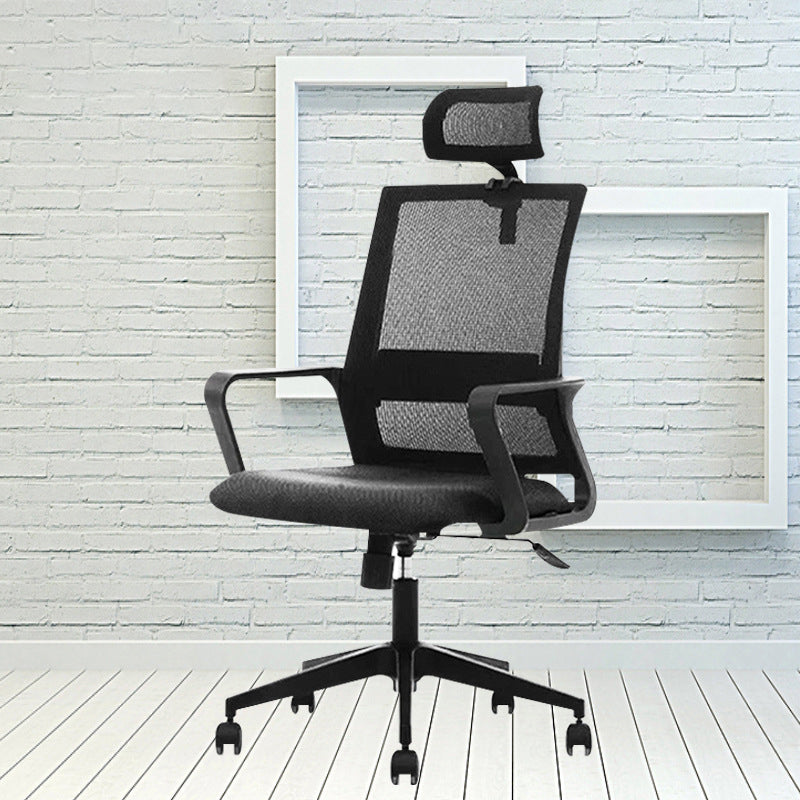Contemporary Arm Chair Fixed Arms Pillow Included Black Office Chair Clearhalo 'furn' 'furn_office_chair' 'Furniture' 'Office Chairs' 'Office Furniture' 'office_chair' 6058323