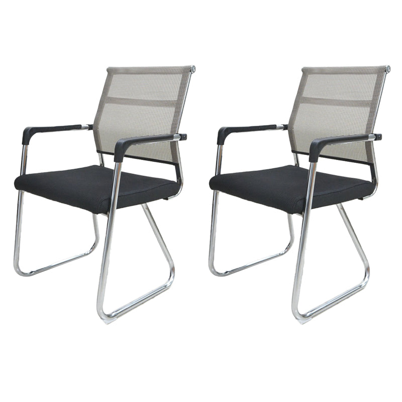 Contemporary Conference Chair Ergonomic No Wheels Office Chair Light Brown 2 Piece Set Mid-Back (14-22 in.) Clearhalo 'furn' 'furn_office_chair' 'Furniture' 'Office Chairs' 'Office Furniture' 'office_chair' 6058409