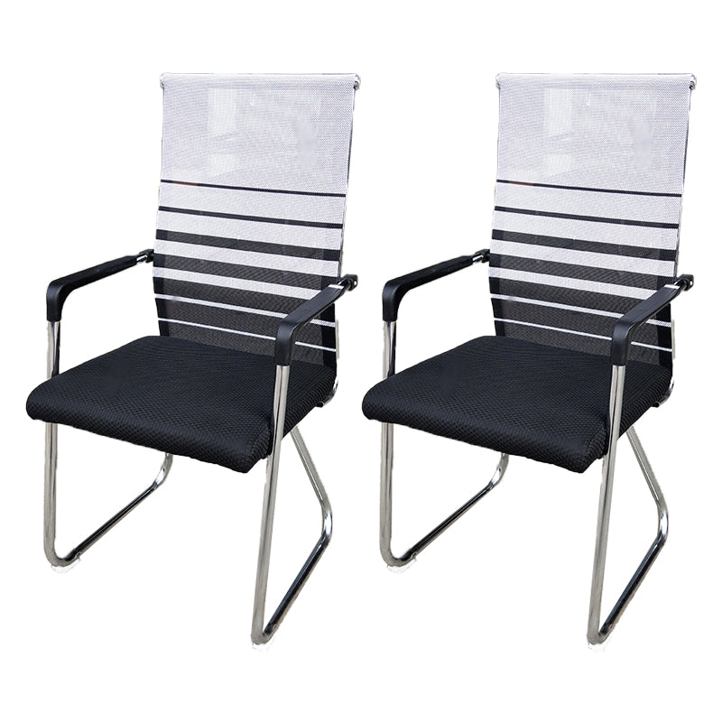 Contemporary Conference Chair Ergonomic No Wheels Office Chair Gray Black 2 Piece Set High-Back (Over 22 in.) Clearhalo 'furn' 'furn_office_chair' 'Furniture' 'Office Chairs' 'Office Furniture' 'office_chair' 6058414