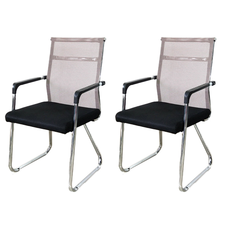 Contemporary Conference Chair Ergonomic No Wheels Office Chair Beige 2 Piece Set Mid-Back (14-22 in.) Clearhalo 'furn' 'furn_office_chair' 'Furniture' 'Office Chairs' 'Office Furniture' 'office_chair' 6058419
