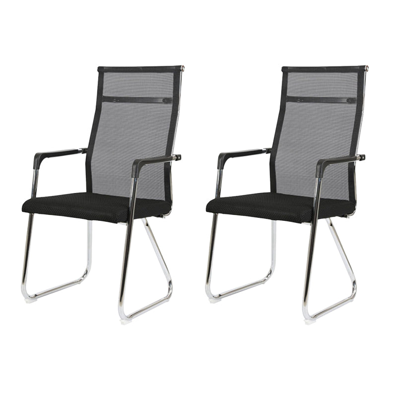 Contemporary Conference Chair Ergonomic No Wheels Office Chair Black 2 Piece Set High-Back (Over 22 in.) Clearhalo 'furn' 'furn_office_chair' 'Furniture' 'Office Chairs' 'Office Furniture' 'office_chair' 6058421