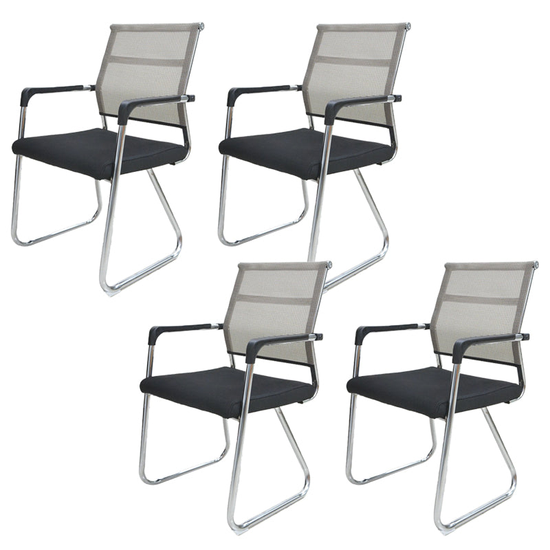 Contemporary Conference Chair Ergonomic No Wheels Office Chair Light Brown 4 Piece Set Mid-Back (14-22 in.) Clearhalo 'furn' 'furn_office_chair' 'Furniture' 'Office Chairs' 'Office Furniture' 'office_chair' 6058423