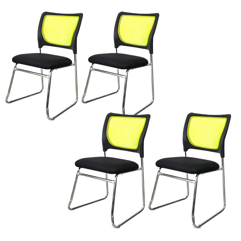 Contemporary Conference Chair Ergonomic No Wheels Office Chair Yellow Black 4 Piece Set Mid-Back (14-22 in.) Clearhalo 'furn' 'furn_office_chair' 'Furniture' 'Office Chairs' 'Office Furniture' 'office_chair' 6058424