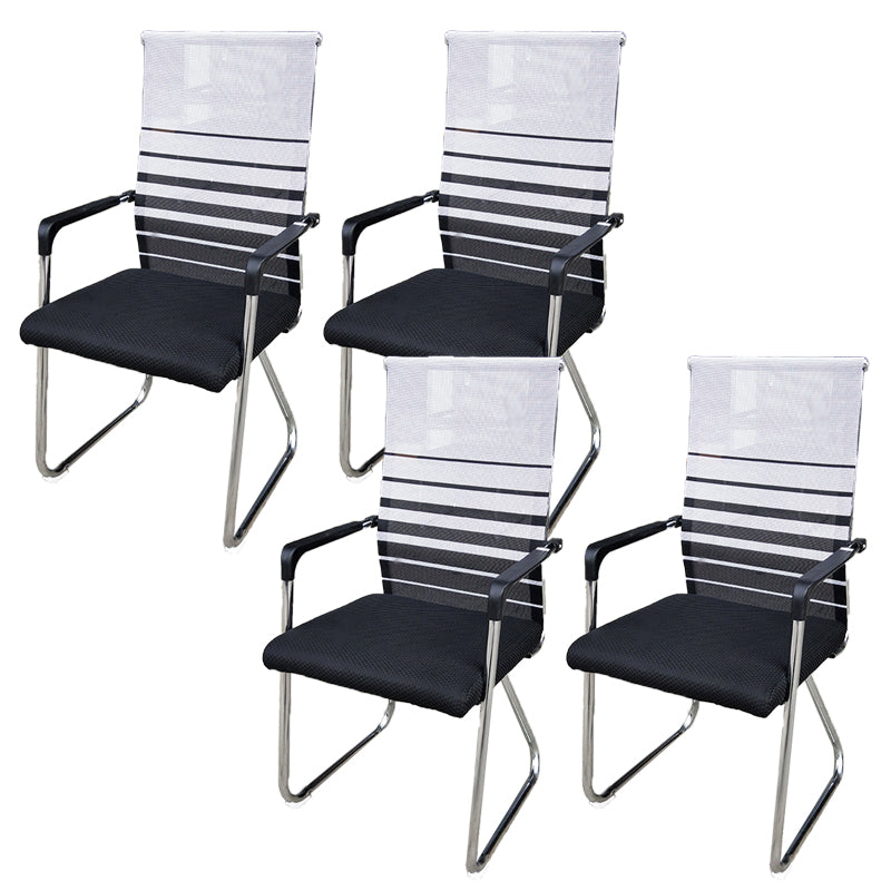 Contemporary Conference Chair Ergonomic No Wheels Office Chair Gray Black 4 Piece Set High-Back (Over 22 in.) Clearhalo 'furn' 'furn_office_chair' 'Furniture' 'Office Chairs' 'Office Furniture' 'office_chair' 6058425