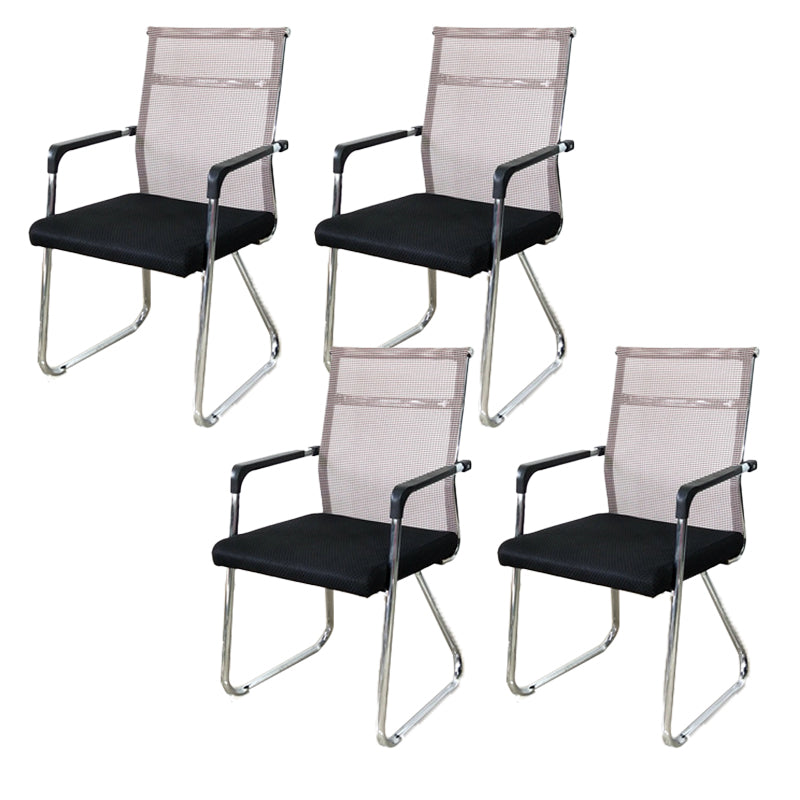 Contemporary Conference Chair Ergonomic No Wheels Office Chair Beige 4 Piece Set Mid-Back (14-22 in.) Clearhalo 'furn' 'furn_office_chair' 'Furniture' 'Office Chairs' 'Office Furniture' 'office_chair' 6058428