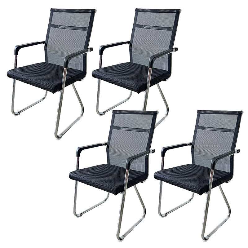 Contemporary Conference Chair Ergonomic No Wheels Office Chair Black 4 Piece Set Mid-Back (14-22 in.) Clearhalo 'furn' 'furn_office_chair' 'Furniture' 'Office Chairs' 'Office Furniture' 'office_chair' 6058429