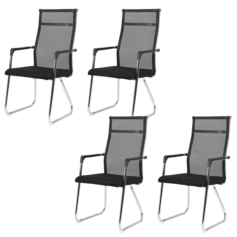 Contemporary Conference Chair Ergonomic No Wheels Office Chair Black 4 Piece Set High-Back (Over 22 in.) Clearhalo 'furn' 'furn_office_chair' 'Furniture' 'Office Chairs' 'Office Furniture' 'office_chair' 6058430