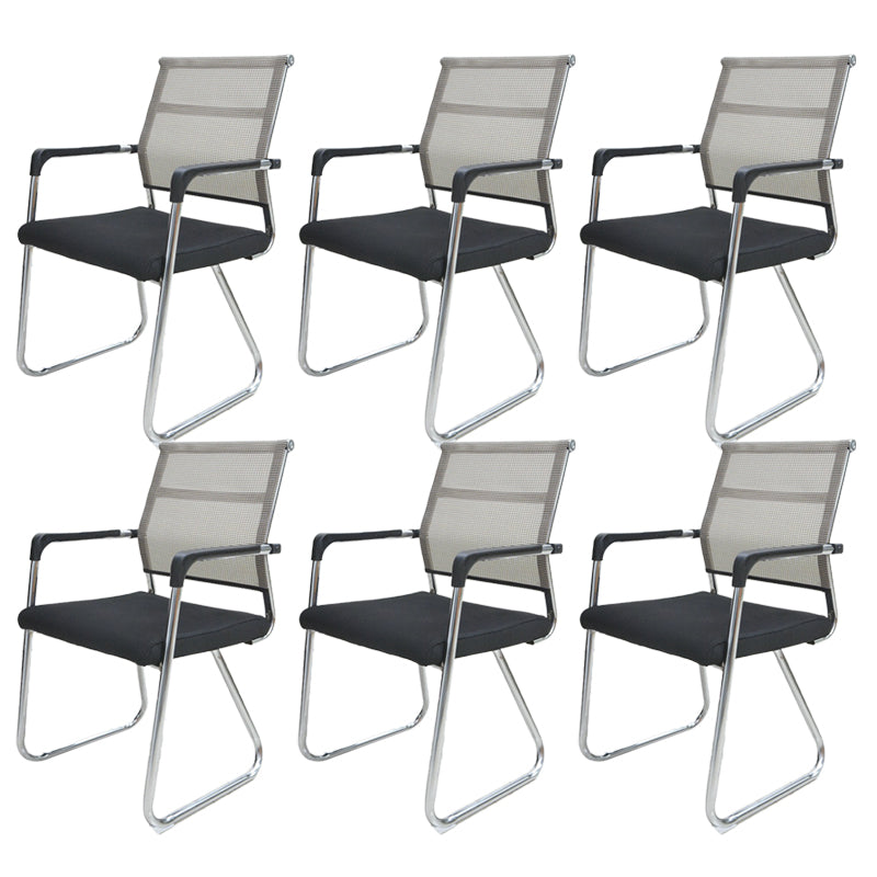 Contemporary Conference Chair Ergonomic No Wheels Office Chair Light Brown 6 Piece Set Mid-Back (14-22 in.) Clearhalo 'furn' 'furn_office_chair' 'Furniture' 'Office Chairs' 'Office Furniture' 'office_chair' 6058432