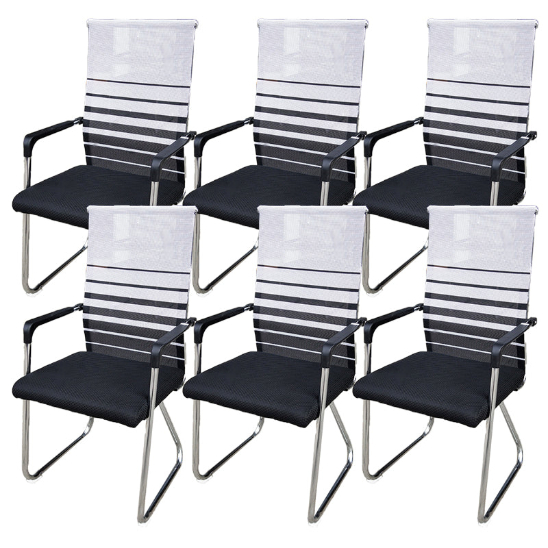 Contemporary Conference Chair Ergonomic No Wheels Office Chair Gray Black 6 Piece Set High-Back (Over 22 in.) Clearhalo 'furn' 'furn_office_chair' 'Furniture' 'Office Chairs' 'Office Furniture' 'office_chair' 6058434