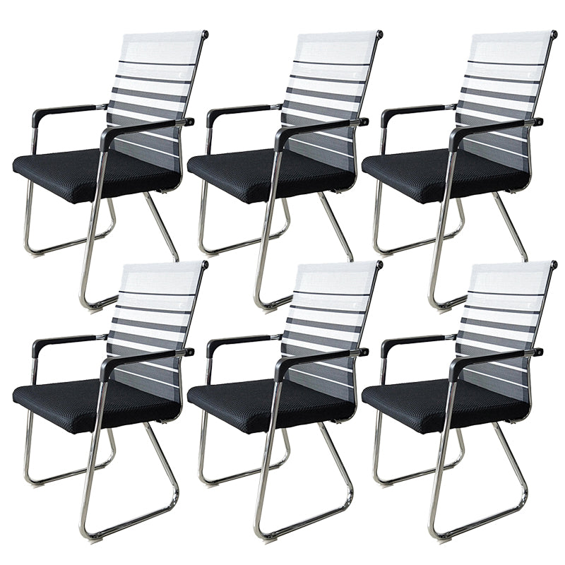 Contemporary Conference Chair Ergonomic No Wheels Office Chair Gray Black 6 Piece Set Mid-Back (14-22 in.) Clearhalo 'furn' 'furn_office_chair' 'Furniture' 'Office Chairs' 'Office Furniture' 'office_chair' 6058435