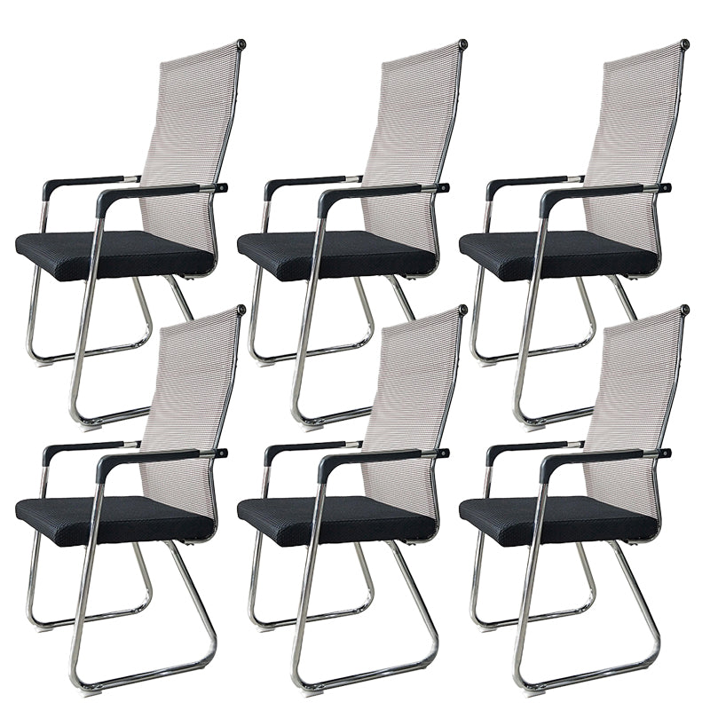 Contemporary Conference Chair Ergonomic No Wheels Office Chair Beige 6 Piece Set High-Back (Over 22 in.) Clearhalo 'furn' 'furn_office_chair' 'Furniture' 'Office Chairs' 'Office Furniture' 'office_chair' 6058436