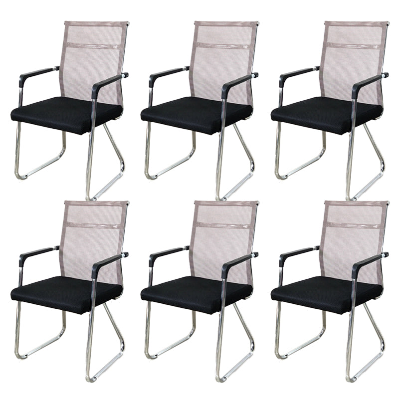 Contemporary Conference Chair Ergonomic No Wheels Office Chair Beige 6 Piece Set Mid-Back (14-22 in.) Clearhalo 'furn' 'furn_office_chair' 'Furniture' 'Office Chairs' 'Office Furniture' 'office_chair' 6058437