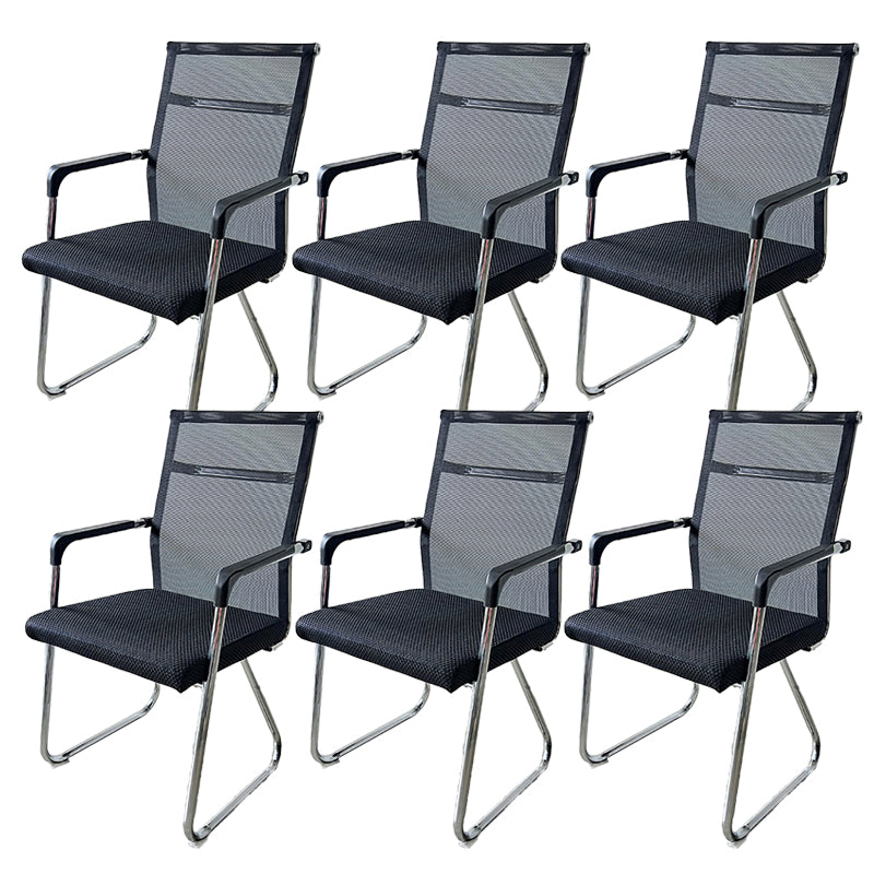 Contemporary Conference Chair Ergonomic No Wheels Office Chair Black 6 Piece Set Mid-Back (14-22 in.) Clearhalo 'furn' 'furn_office_chair' 'Furniture' 'Office Chairs' 'Office Furniture' 'office_chair' 6058438