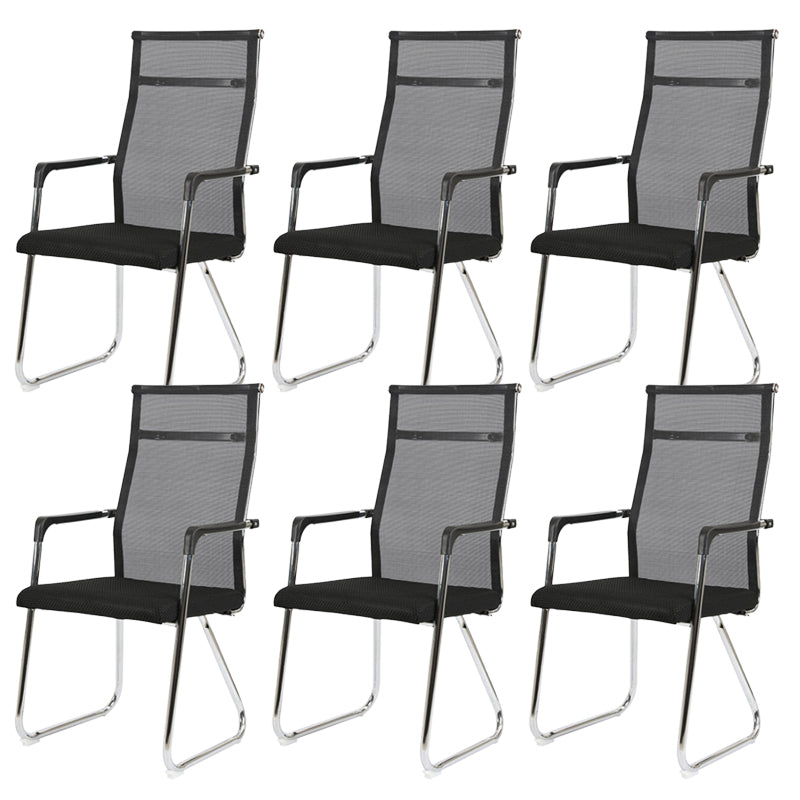 Contemporary Conference Chair Ergonomic No Wheels Office Chair Black 6 Piece Set High-Back (Over 22 in.) Clearhalo 'furn' 'furn_office_chair' 'Furniture' 'Office Chairs' 'Office Furniture' 'office_chair' 6058439