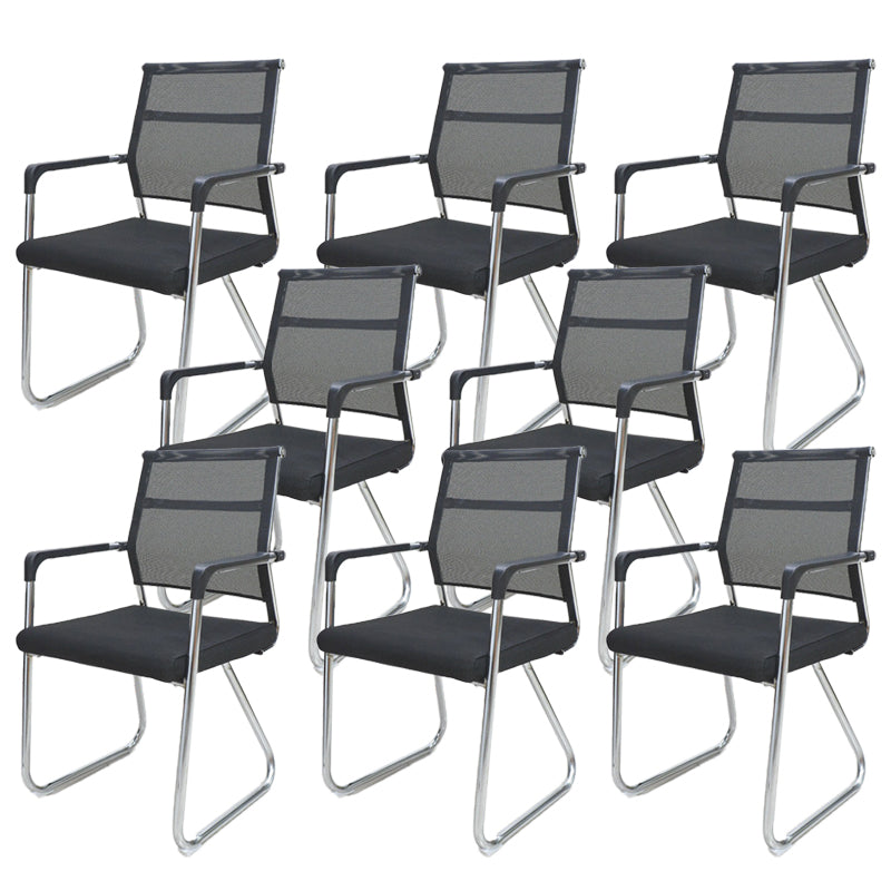 Contemporary Conference Chair Ergonomic No Wheels Office Chair Matte Black 8 Piece Set Mid-Back (14-22 in.) Clearhalo 'furn' 'furn_office_chair' 'Furniture' 'Office Chairs' 'Office Furniture' 'office_chair' 6058440