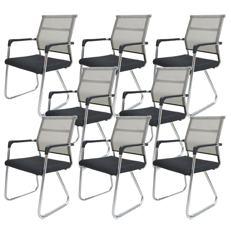Contemporary Conference Chair Ergonomic No Wheels Office Chair Light Brown 8 Piece Set Mid-Back (14-22 in.) Clearhalo 'furn' 'furn_office_chair' 'Furniture' 'Office Chairs' 'Office Furniture' 'office_chair' 6058441