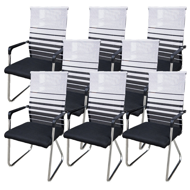 Contemporary Conference Chair Ergonomic No Wheels Office Chair Gray Black 8 Piece Set High-Back (Over 22 in.) Clearhalo 'furn' 'furn_office_chair' 'Furniture' 'Office Chairs' 'Office Furniture' 'office_chair' 6058443