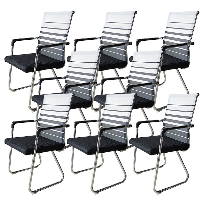 Contemporary Conference Chair Ergonomic No Wheels Office Chair Gray Black 8 Piece Set Mid-Back (14-22 in.) Clearhalo 'furn' 'furn_office_chair' 'Furniture' 'Office Chairs' 'Office Furniture' 'office_chair' 6058444