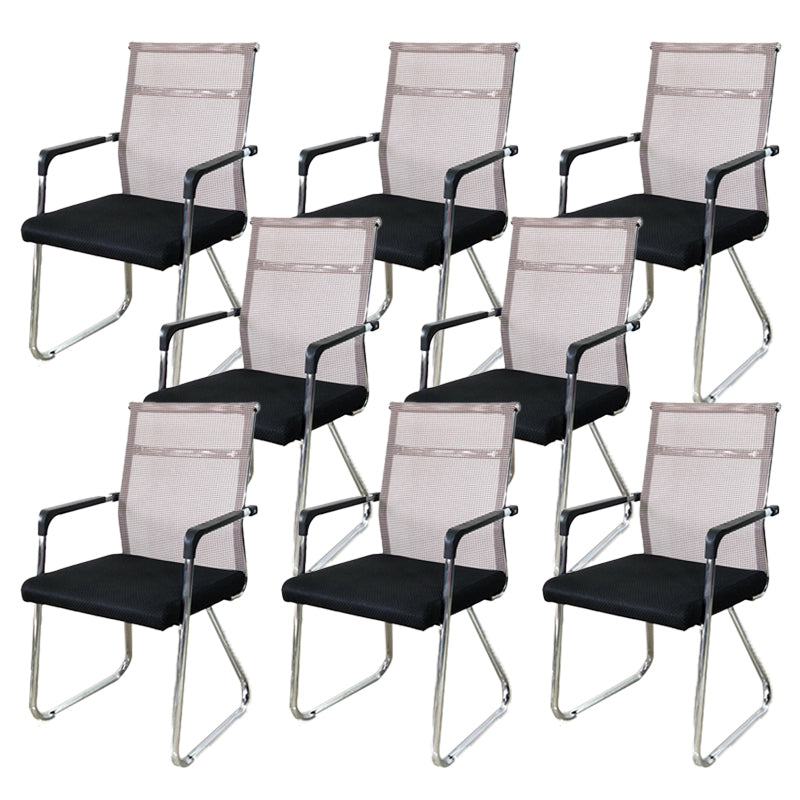 Contemporary Conference Chair Ergonomic No Wheels Office Chair Beige 8 Piece Set Mid-Back (14-22 in.) Clearhalo 'furn' 'furn_office_chair' 'Furniture' 'Office Chairs' 'Office Furniture' 'office_chair' 6058446