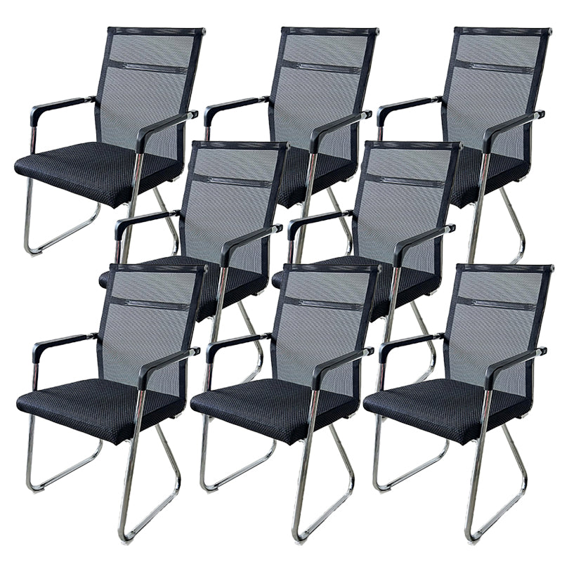 Contemporary Conference Chair Ergonomic No Wheels Office Chair Black 8 Piece Set Mid-Back (14-22 in.) Clearhalo 'furn' 'furn_office_chair' 'Furniture' 'Office Chairs' 'Office Furniture' 'office_chair' 6058447