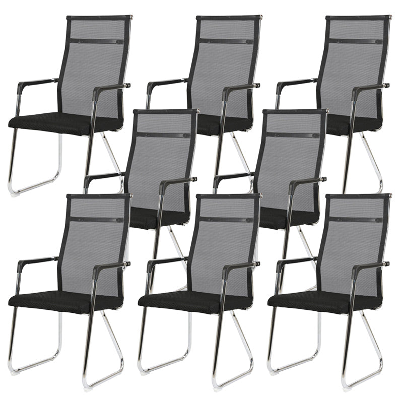Contemporary Conference Chair Ergonomic No Wheels Office Chair Black 8 Piece Set High-Back (Over 22 in.) Clearhalo 'furn' 'furn_office_chair' 'Furniture' 'Office Chairs' 'Office Furniture' 'office_chair' 6058448