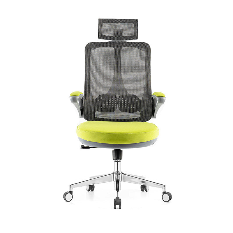Flip-Up Armrest Office Chair Microfiber Desk High Back Chair Swivel Ergonomic Clearhalo 'furn' 'furn_office_chair' 'Furniture' 'Office Chairs' 'Office Furniture' 'office_chair' 6058452