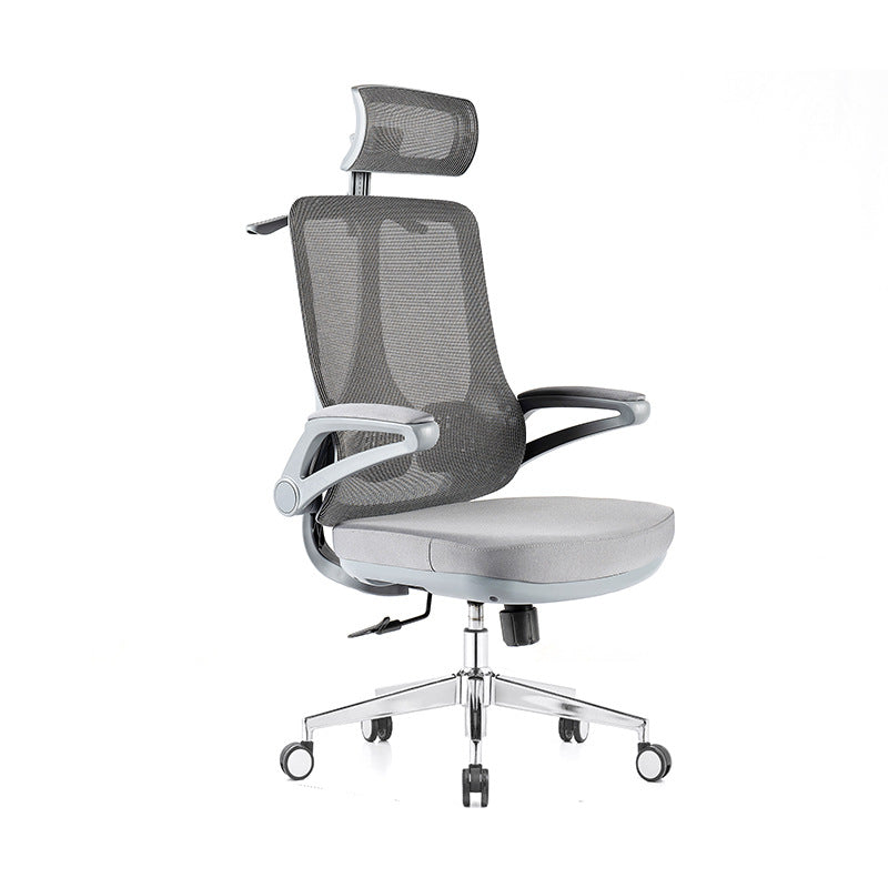 Flip-Up Armrest Office Chair Microfiber Desk High Back Chair Swivel Ergonomic Clearhalo 'furn' 'furn_office_chair' 'Furniture' 'Office Chairs' 'Office Furniture' 'office_chair' 6058456