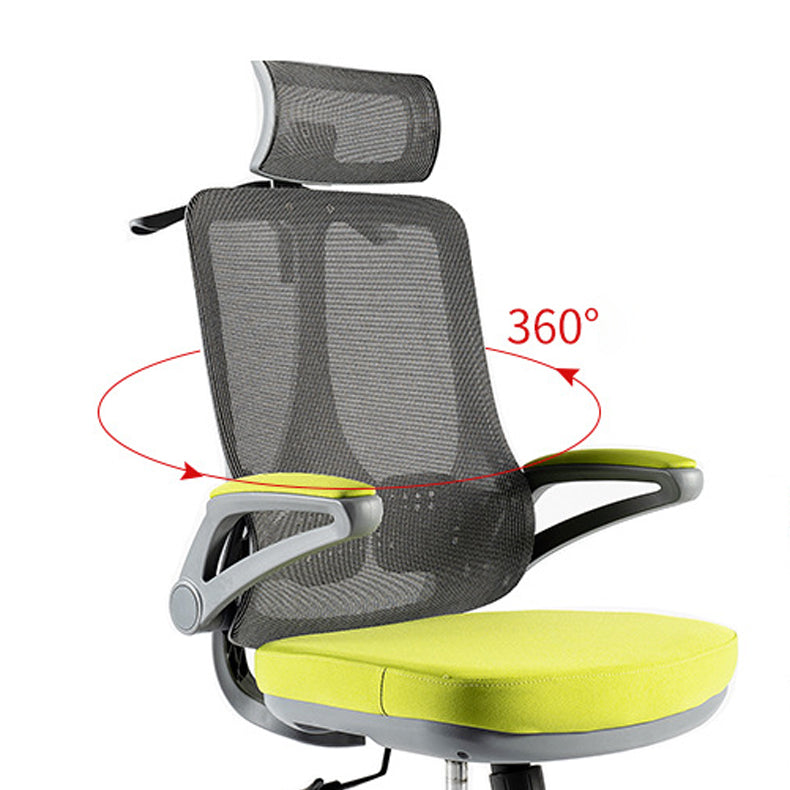 Flip-Up Armrest Office Chair Microfiber Desk High Back Chair Swivel Ergonomic Clearhalo 'furn' 'furn_office_chair' 'Furniture' 'Office Chairs' 'Office Furniture' 'office_chair' 6058458