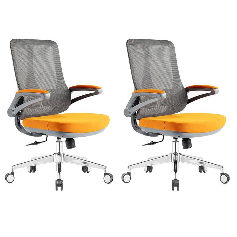 Flip-Up Armrest Office Chair Microfiber Desk High Back Chair Swivel Ergonomic Orange 2 Piece Set Without Headrest Clearhalo 'furn' 'furn_office_chair' 'Furniture' 'Office Chairs' 'Office Furniture' 'office_chair' 6058459