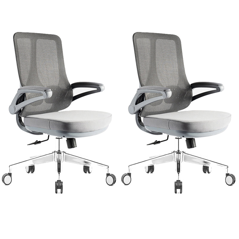 Flip-Up Armrest Office Chair Microfiber Desk High Back Chair Swivel Ergonomic Gray 2 Piece Set Without Headrest Clearhalo 'furn' 'furn_office_chair' 'Furniture' 'Office Chairs' 'Office Furniture' 'office_chair' 6058460